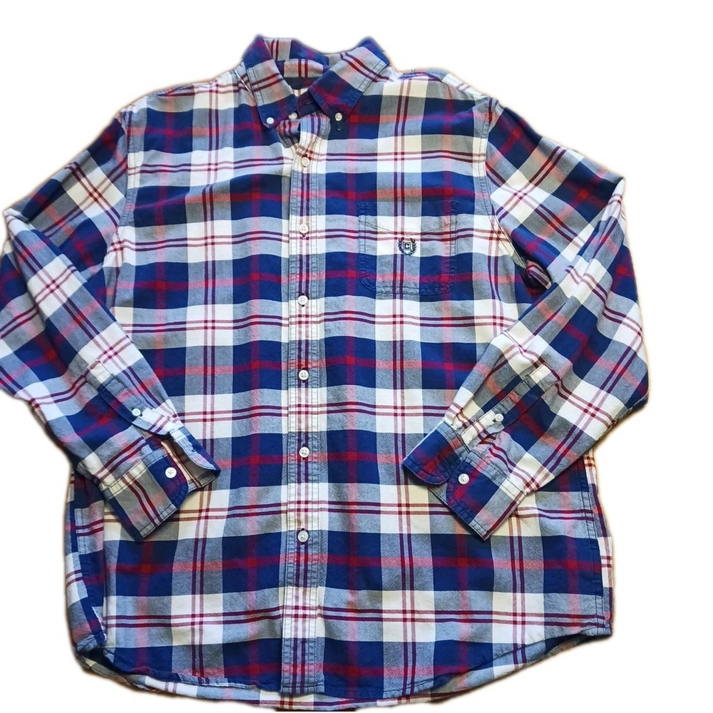Chaps Men's Oxford Shirt Classic Fit Button-Down Blue Red XL
